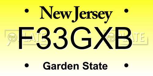 F33GXB New Jersey License Plate