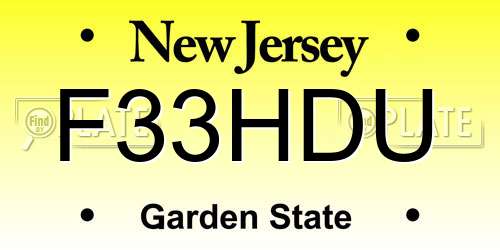 F33HDU New Jersey License Plate