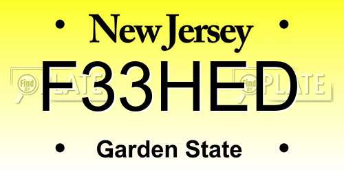 F33HED New Jersey License Plate