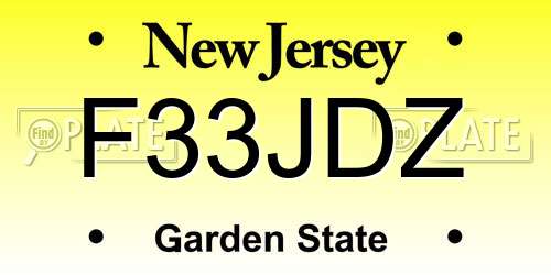 F33JDZ New Jersey License Plate