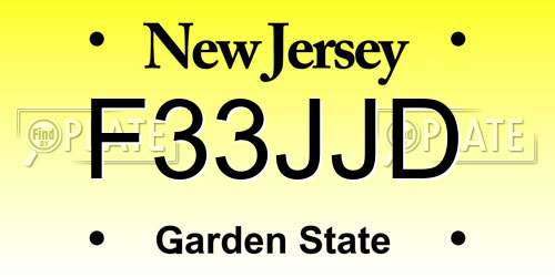F33JJD New Jersey License Plate