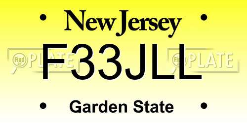 F33JLL New Jersey License Plate