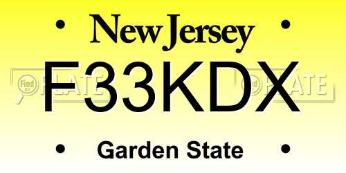 F33KDX New Jersey License Plate