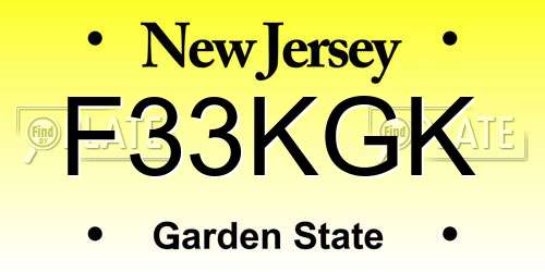 F33KGK New Jersey License Plate