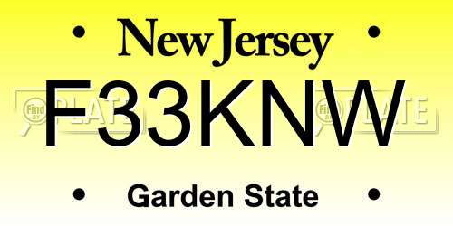 F33KNW New Jersey License Plate