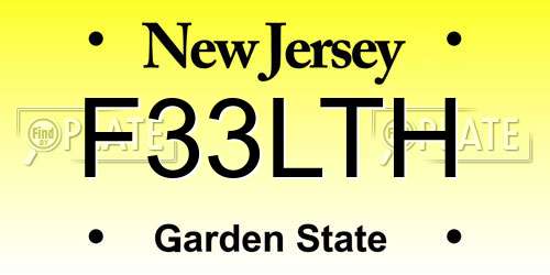 F33LTH New Jersey License Plate
