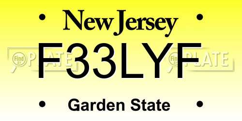 F33LYF New Jersey License Plate