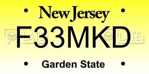 F33MKD New Jersey License Plate