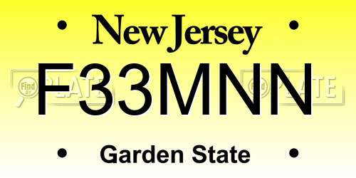 F33MNN New Jersey License Plate