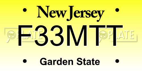 F33MTT New Jersey License Plate