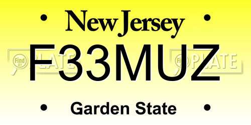 F33MUZ New Jersey License Plate
