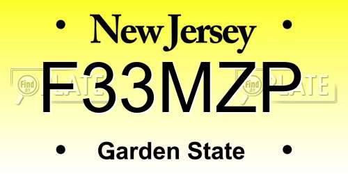 F33MZP New Jersey License Plate