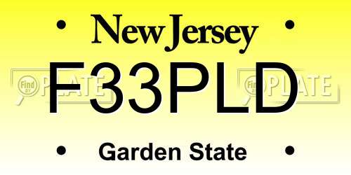 F33PLD New Jersey License Plate