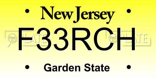 F33RCH New Jersey License Plate