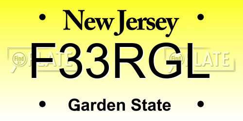 F33RGL New Jersey License Plate