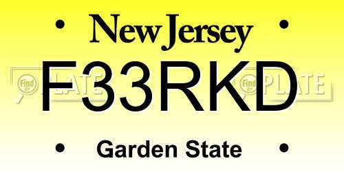 F33RKD New Jersey License Plate