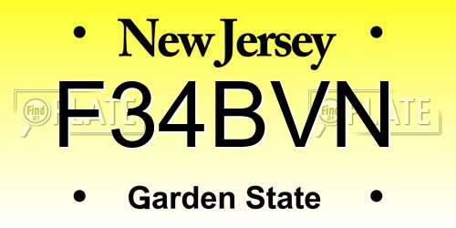 F34BVN New Jersey License Plate