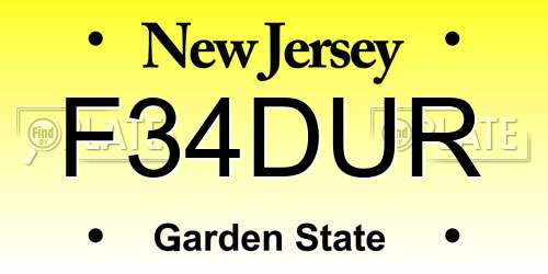 F34DUR New Jersey License Plate
