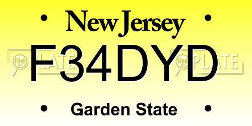 F34DYD New Jersey License Plate