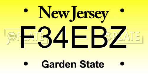 F34EBZ New Jersey License Plate