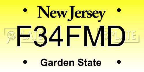 F34FMD New Jersey License Plate