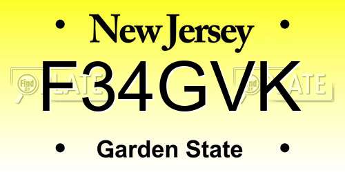 F34GVK New Jersey License Plate
