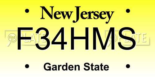 F34HMS New Jersey License Plate