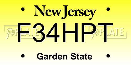 F34HPT New Jersey License Plate