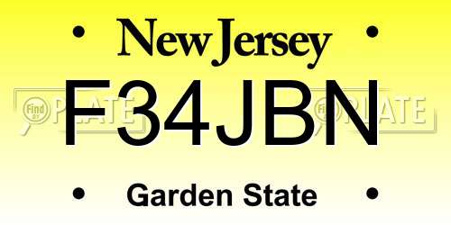F34JBN New Jersey License Plate