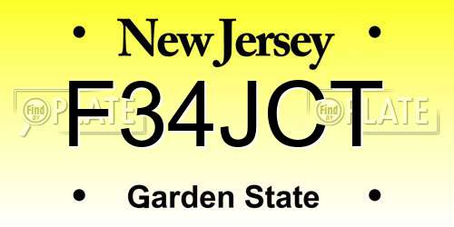 F34JCT New Jersey License Plate