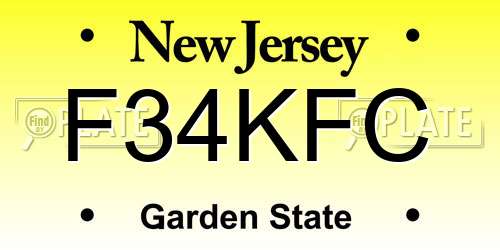 F34KFC New Jersey License Plate
