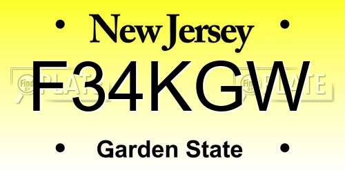 F34KGW New Jersey License Plate