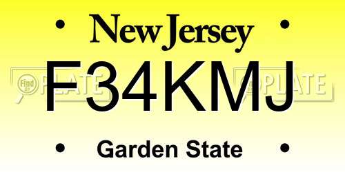 F34KMJ New Jersey License Plate
