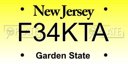 F34KTA New Jersey License Plate
