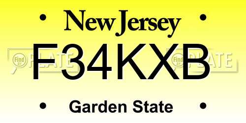 F34KXB New Jersey License Plate