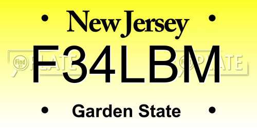 F34LBM New Jersey License Plate