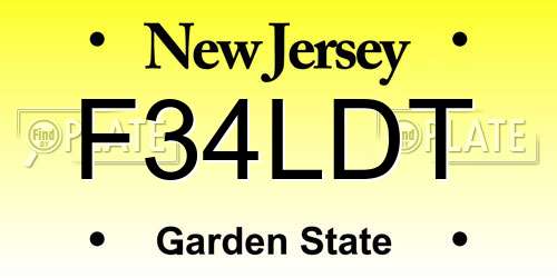 F34LDT New Jersey License Plate