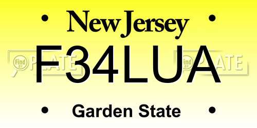 F34LUA New Jersey License Plate