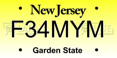 F34MYM New Jersey License Plate