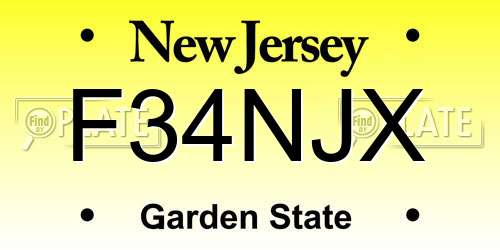 F34NJX New Jersey License Plate