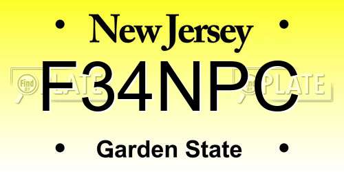 F34NPC New Jersey License Plate