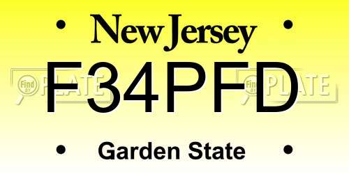 F34PFD New Jersey License Plate