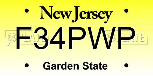 F34PWP New Jersey License Plate