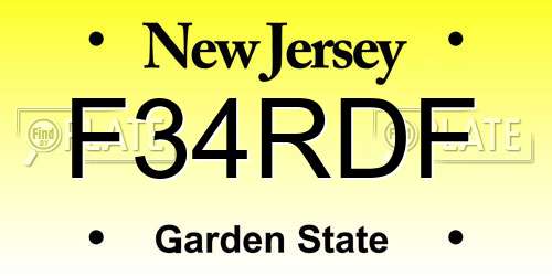 F34RDF New Jersey License Plate