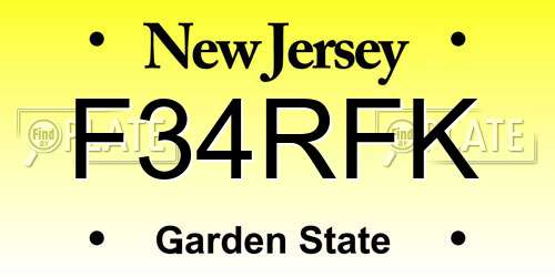 F34RFK New Jersey License Plate
