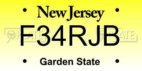 F34RJB New Jersey License Plate