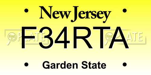 F34RTA New Jersey License Plate