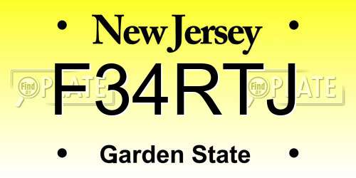F34RTJ New Jersey License Plate