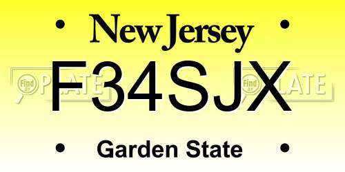 F34SJX New Jersey License Plate