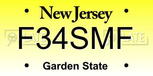 F34SMF New Jersey License Plate